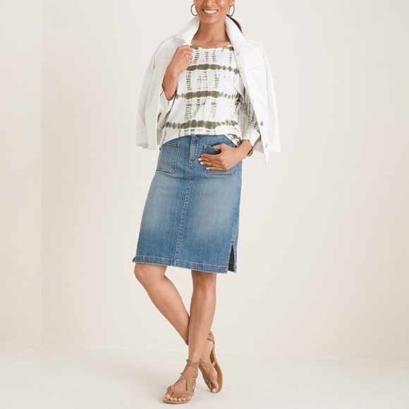 Chico's Knit Top 3/4-Sleeve Tie-Dye Pattern Deep Olive Top XL - Picture 1 of 2